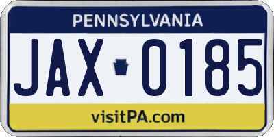 PA license plate JAX0185