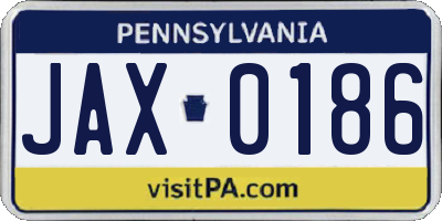 PA license plate JAX0186