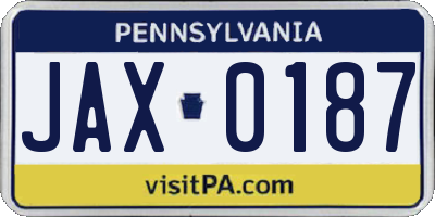 PA license plate JAX0187