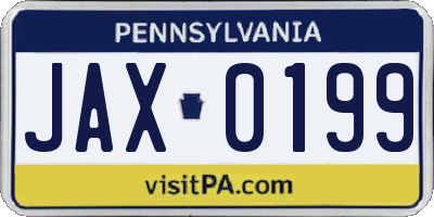 PA license plate JAX0199