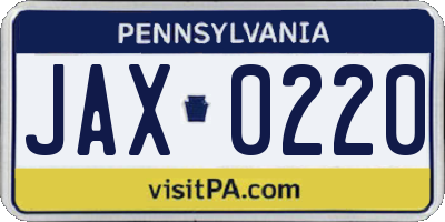 PA license plate JAX0220