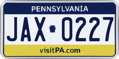 PA license plate JAX0227