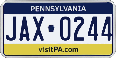 PA license plate JAX0244