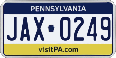 PA license plate JAX0249