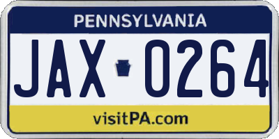 PA license plate JAX0264