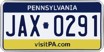 PA license plate JAX0291