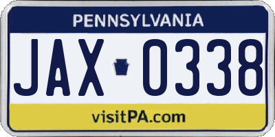 PA license plate JAX0338