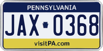 PA license plate JAX0368