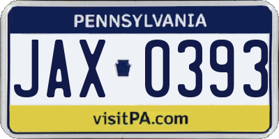 PA license plate JAX0393