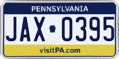 PA license plate JAX0395