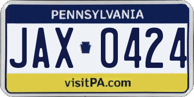PA license plate JAX0424