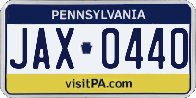 PA license plate JAX0440