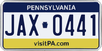 PA license plate JAX0441