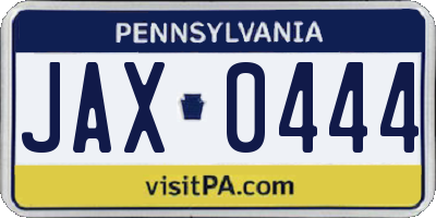 PA license plate JAX0444
