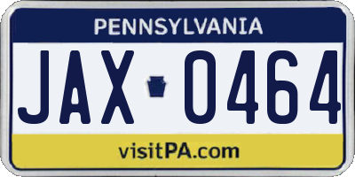 PA license plate JAX0464