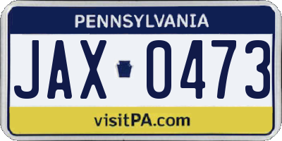 PA license plate JAX0473