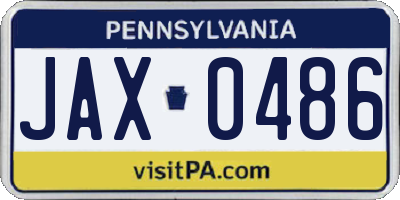 PA license plate JAX0486