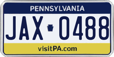 PA license plate JAX0488
