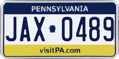 PA license plate JAX0489
