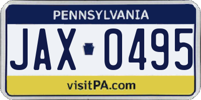 PA license plate JAX0495