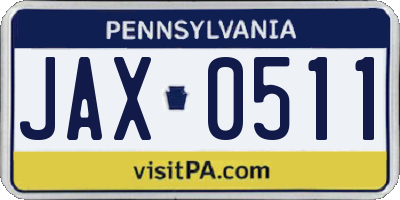 PA license plate JAX0511