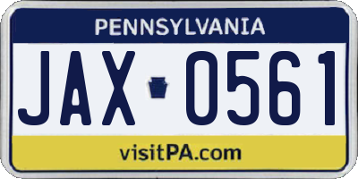 PA license plate JAX0561