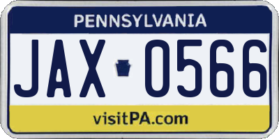 PA license plate JAX0566