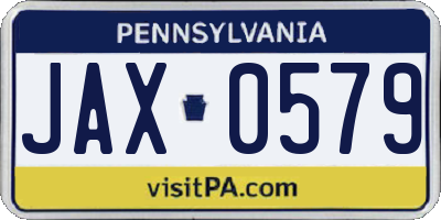 PA license plate JAX0579