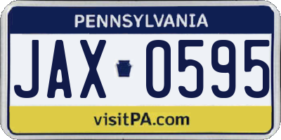 PA license plate JAX0595