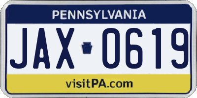 PA license plate JAX0619