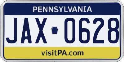 PA license plate JAX0628