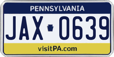 PA license plate JAX0639
