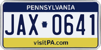 PA license plate JAX0641