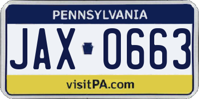 PA license plate JAX0663