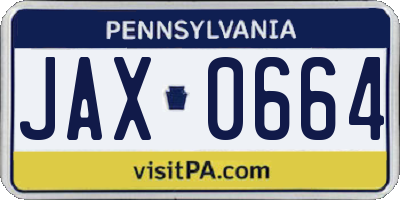 PA license plate JAX0664