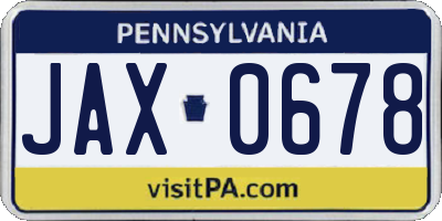 PA license plate JAX0678