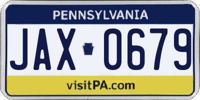 PA license plate JAX0679