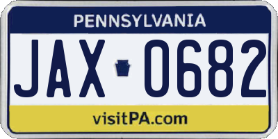 PA license plate JAX0682