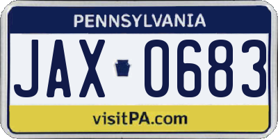 PA license plate JAX0683