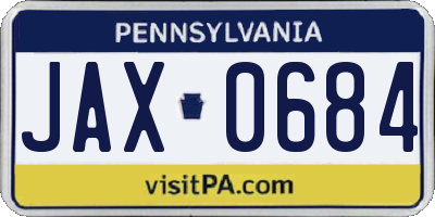 PA license plate JAX0684