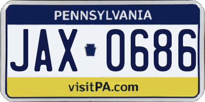 PA license plate JAX0686