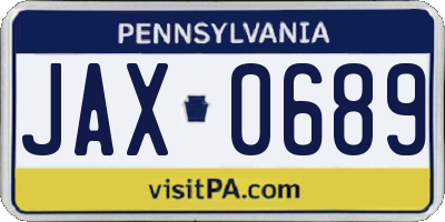 PA license plate JAX0689