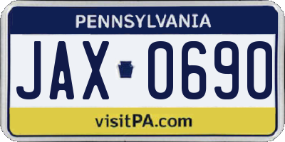 PA license plate JAX0690