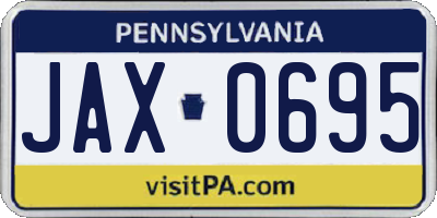 PA license plate JAX0695