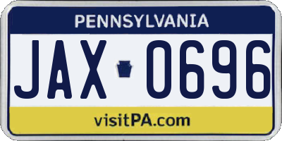 PA license plate JAX0696