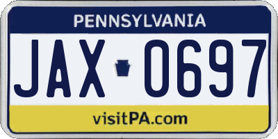 PA license plate JAX0697