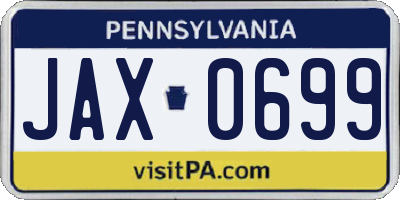 PA license plate JAX0699
