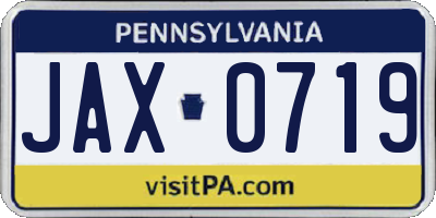 PA license plate JAX0719