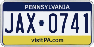 PA license plate JAX0741