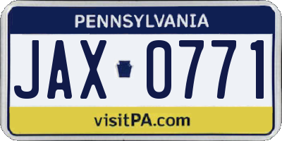 PA license plate JAX0771